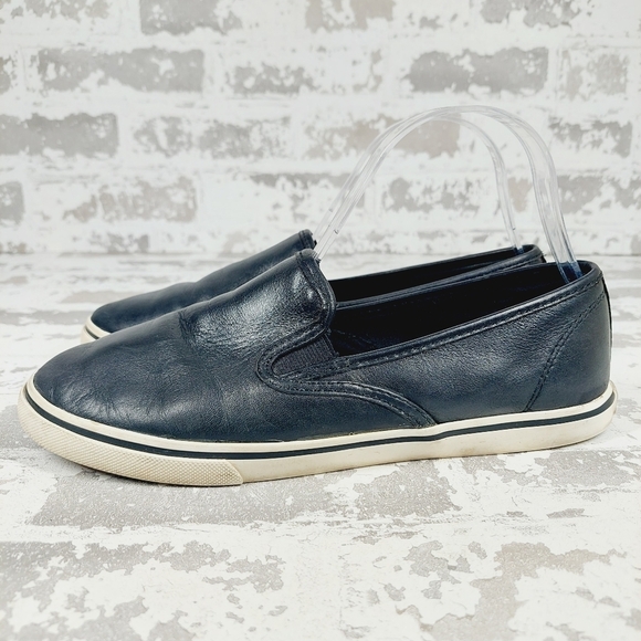 Ralph Lauren Black Leather Janis Slip On Casual Flat Loafers O781 - Picture 1 of 11